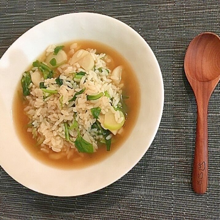 かつお出汁の醤油味七草粥